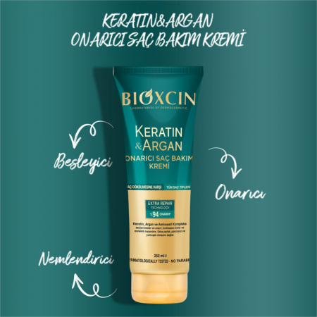 Bioxcin Keratin ve Argan Onarıcı Saç Bakım Kremi
