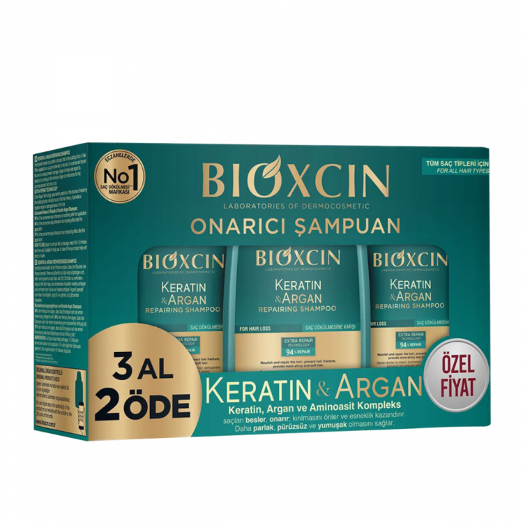 Bioxcin Keratin ve Argan Onarıcı Şampuan 300 ml - 3 Al 2 Öde