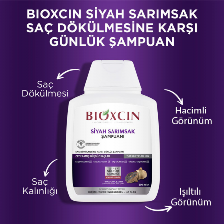 Bioxcin Saç Dökülmesine Karşı Siyah Sarımsak Şampuanı 300 ml - 3 Al 2 Öde