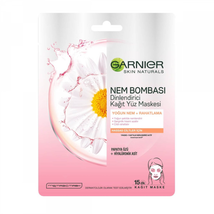 Garnier Nem Bombası Dinlendirici Kağıt Yüz Maskesi