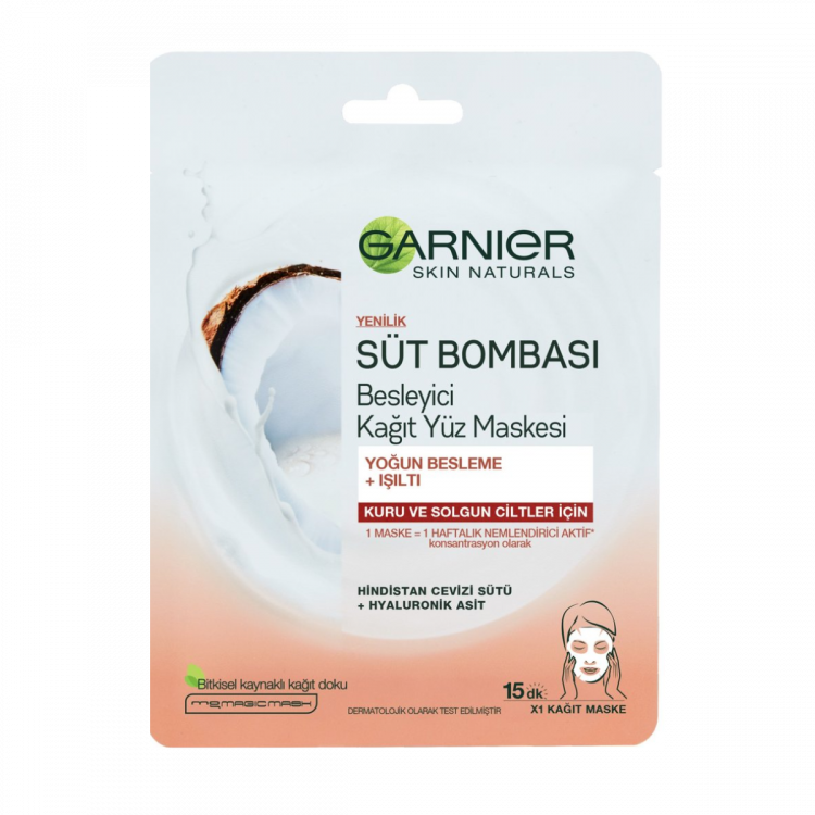 Garnier Süt Bombasi Besleyici Kağıt Yüz Maskesi