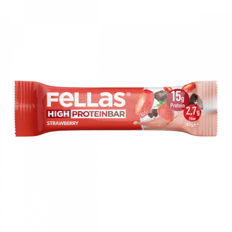 Fellas Yüksek Protein Bar Çilekli 45g