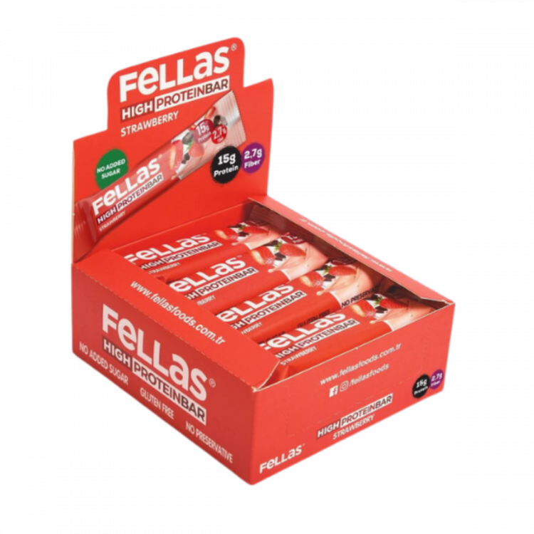 Fellas Yüksek Protein Bar Çilekli 45g x