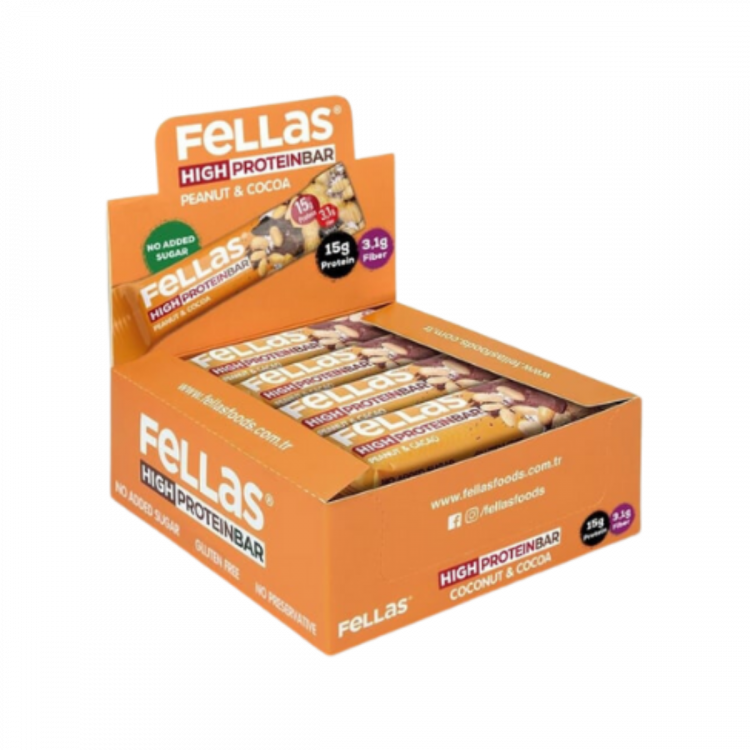 Fellas Yüksek Protein Bar Yer Fıstığı ve Kakao 45g x