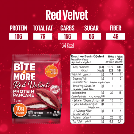 Bite More Proteinli Pankek Red Velvet 50 gr