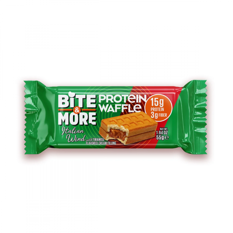 Bite More Proteinli Waffle Tiramisu Kremalı 55 g Bite More Proteinli Waffle Tiramisu Kremalı 55 g