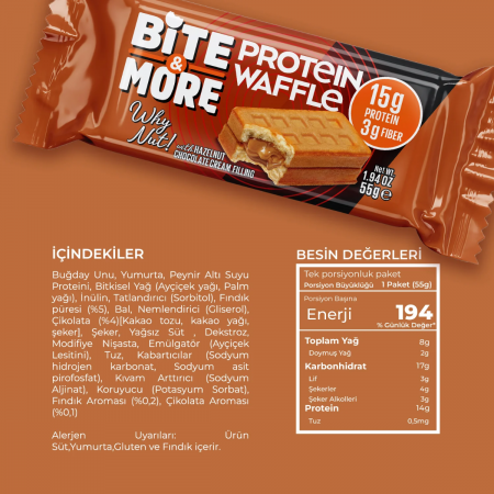 Bite More Proteinli Waffle Fındıklı Çikolata Kremalı 55 g