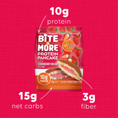 Bite More Proteinli Pankek Strawberry 50 gr