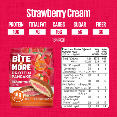 Bite More Proteinli Pankek Strawberry 50 gr